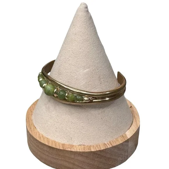 Vintage Signed Handcrafted Jade Stone Jadeite Cuff Bracelet Sergio Lub Usa - Picture 3 of 11